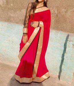 Pink Colour Stylish Georgette Sari