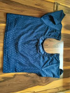 Navy Blue Textured Blouse
