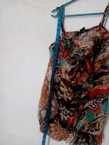 Bohemian Print Crop Top &amp; Black Shorts Set