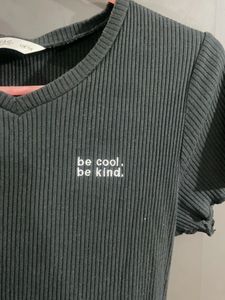 Black Ribbed Graphic Tee