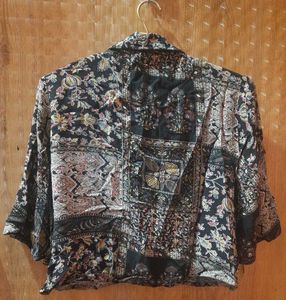 Bohemian Print Collared Button-Up Shirt