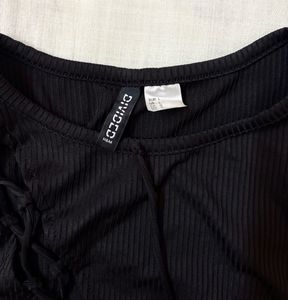 H&amp;M Black Lacing- Detail-Cut Out Top
