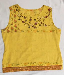 Cotton Floral Embroidered Sleeveless Top