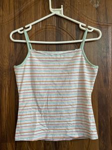 Striped Cami Top with Lace Detail