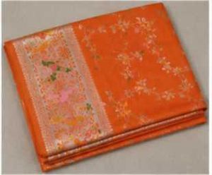 Benarasi Orange Floral Saree