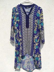Boho Floral Print Tunic Top