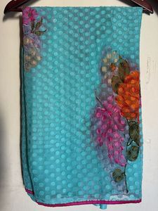 Beautiful Teal Floral Saree