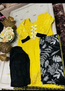 elegant yellow suit patch work