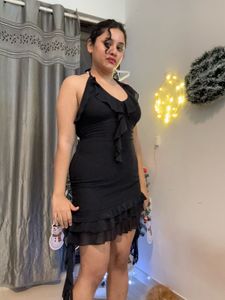 Chic Black Ruffle Mini Dress