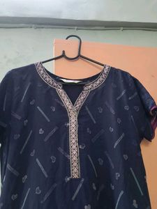 Navy Blue Printed Kurti maxi