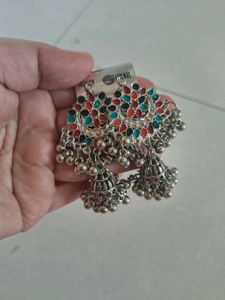 Boho Oxidized Jhumka Earrings new with tag
