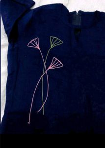 Navy Blue Embroidered Kurta Set