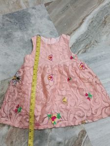 Adorable Pink Lace Dress with Butterfly Motifs