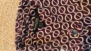 Zara Burgundy Geometric Print Long Sleeve Button-D