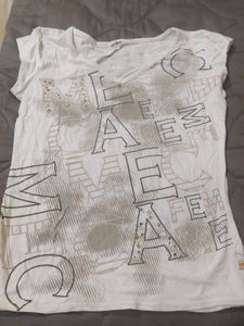 White Graphic V-Neck T-Shirt
