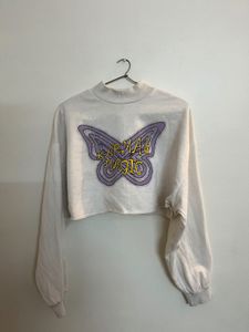 H&M Butterfly Graphic Crop Sweatshirt