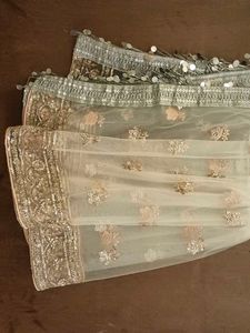 Embroidered partwere kurta sharara duppata set
