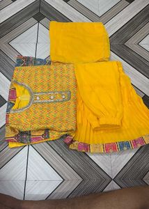 Embroidered Yellow Kurta with dupatta
