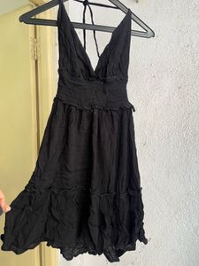 Chic Black Halter Mini Dress