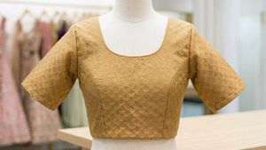 Elegant Gold Brocade Blouse