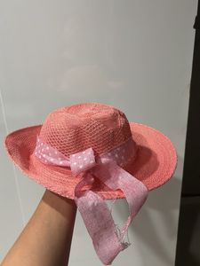 Charming Pink Straw Hat with Bow