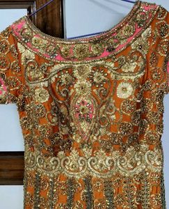 Festive Orange &amp; Gold Embroidered Lehenga Choli