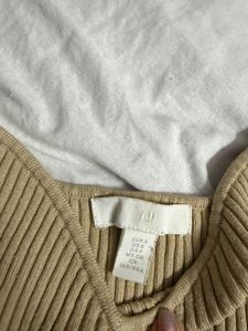 ORIGINAL H&amp;M Beige Ribbed V-Neck Crop Top