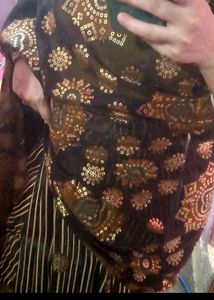 Designer  leheriya Bandhani Saree  Blouse Piec
