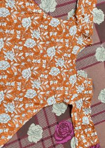 white brown Floral ghrara set with lace detailing