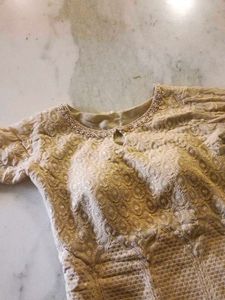 Elegant Beige Lace Kurta