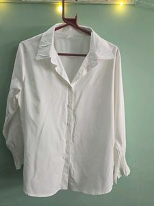 Korean Classic White Button-Up Shirt