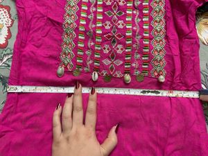Vibrant Pink Embroidered Kurta with Plazzo