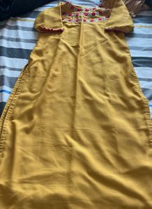 Yellow Embroidered Kurta