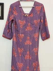 Purple Lotus Print Kurta