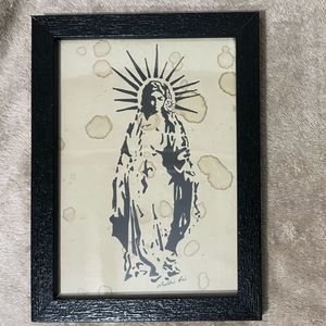 Our Lady stencil &amp; Stain