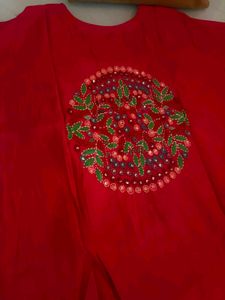 Vibrant Red Embroidered Kurta Set