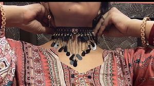 2 Boho Chic Black Sequin Choker Necklace