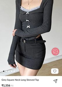 Lulu and SkyChic Grey Square Neck Ribbed Top