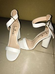 White Ankle Strap Heels
