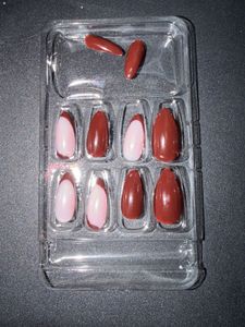 Press-On Nails - Burgundy &amp; Pink