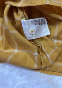 Mustard Yellow Plaid Button-Up Shirt