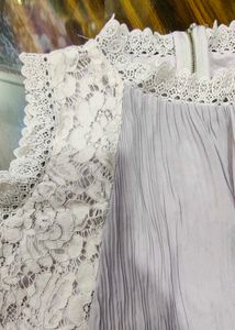 Elegant Lace &amp; Pleated Sleeveless Top