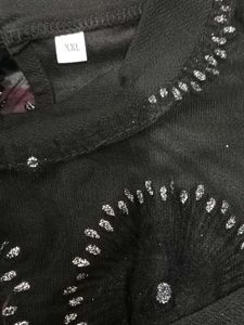 Black mini dress with sheer, embroidery long sleev