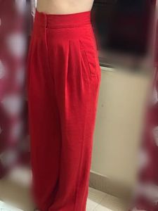 High-Waisted Red Wide-Leg Pants
