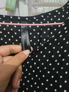 Black Polka Dot Long Sleeve Top
