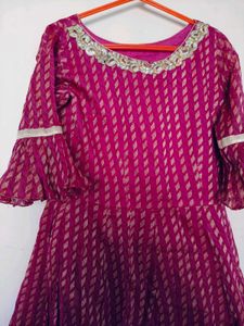 megenta anarkali gown
