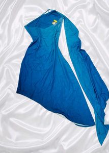 mango asymmetric trendy Blue One-Shoulder dress