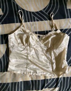 Satin Lace Trim Camisole Top