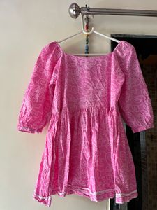 Bright Pink Bandhani Print Kurta