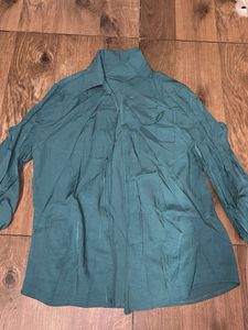 Teal no button Collared shirt